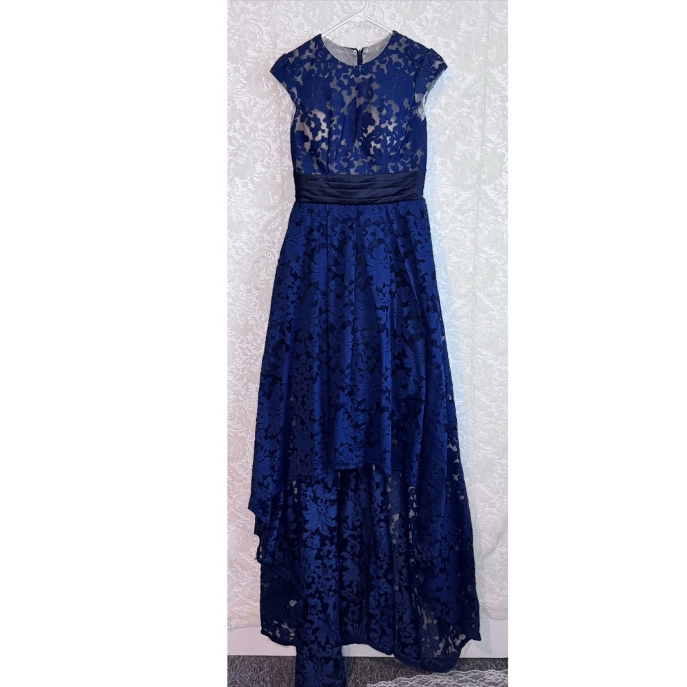 Custom made High Low Blue Lace Gown
